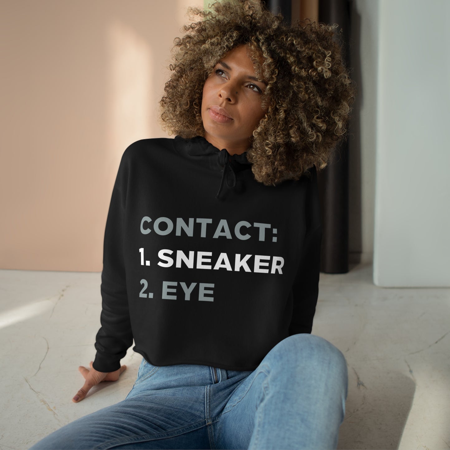 "Sneaker Contact Before Eye Contact" Crop Hoodie